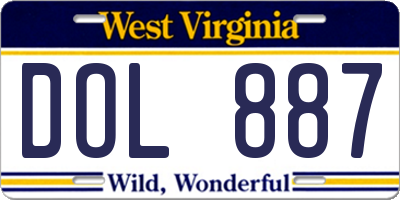 WV license plate DOL887