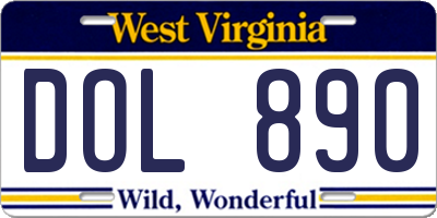WV license plate DOL890