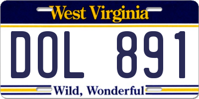 WV license plate DOL891