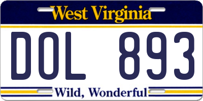 WV license plate DOL893