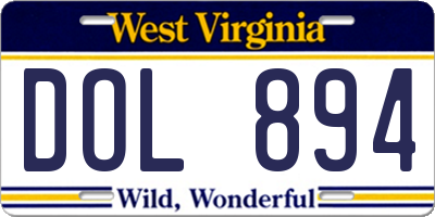 WV license plate DOL894