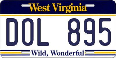 WV license plate DOL895