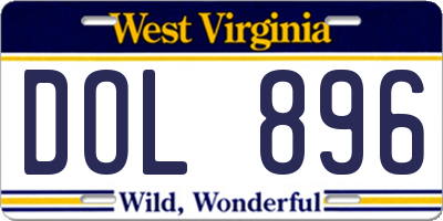 WV license plate DOL896