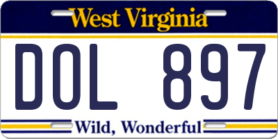 WV license plate DOL897