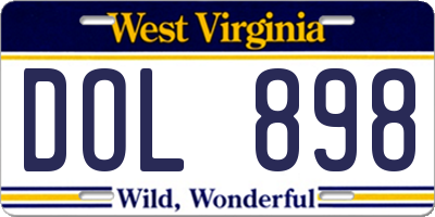WV license plate DOL898