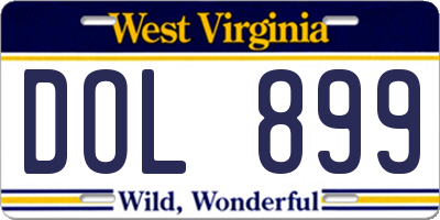 WV license plate DOL899