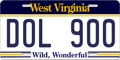 WV license plate DOL900