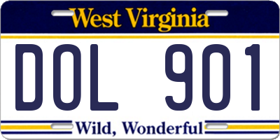 WV license plate DOL901