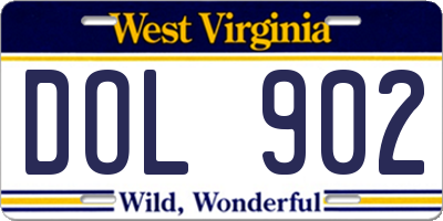 WV license plate DOL902