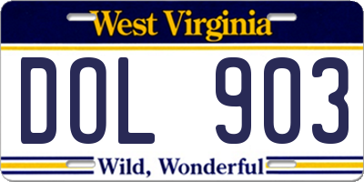 WV license plate DOL903