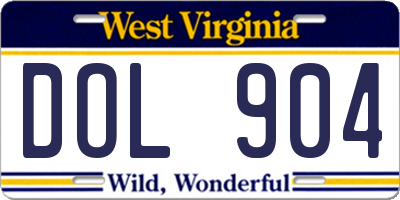 WV license plate DOL904