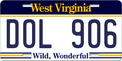 WV license plate DOL906
