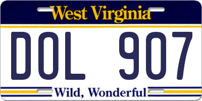 WV license plate DOL907