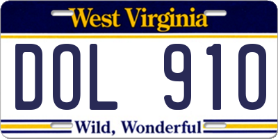 WV license plate DOL910