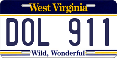 WV license plate DOL911