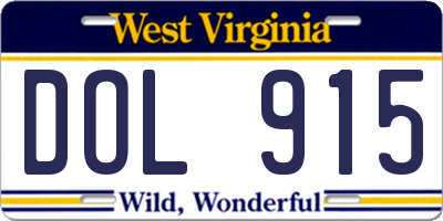 WV license plate DOL915
