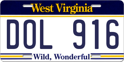 WV license plate DOL916