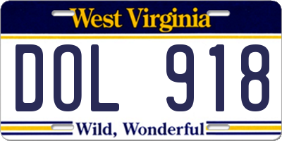 WV license plate DOL918