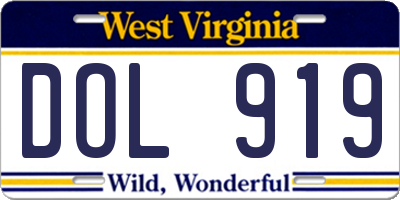 WV license plate DOL919