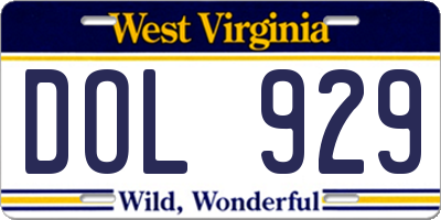 WV license plate DOL929