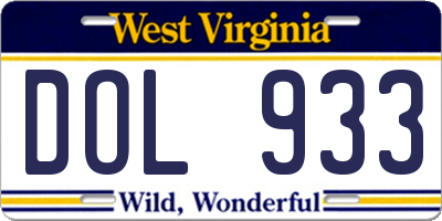 WV license plate DOL933
