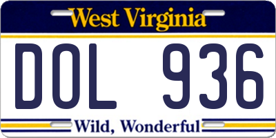 WV license plate DOL936