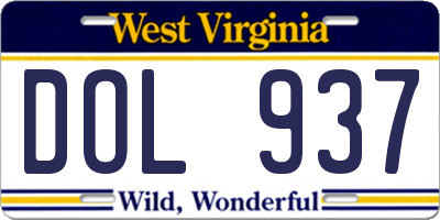 WV license plate DOL937
