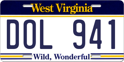 WV license plate DOL941