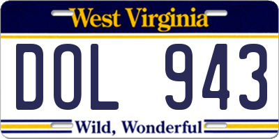 WV license plate DOL943