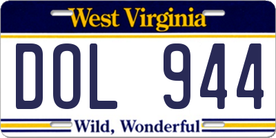 WV license plate DOL944