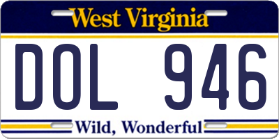 WV license plate DOL946
