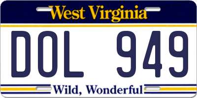 WV license plate DOL949