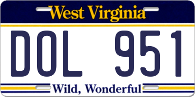 WV license plate DOL951