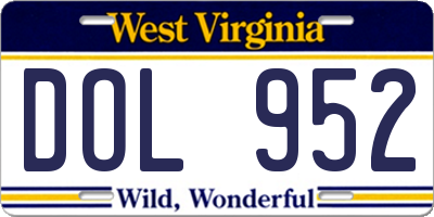 WV license plate DOL952