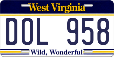WV license plate DOL958