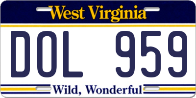 WV license plate DOL959