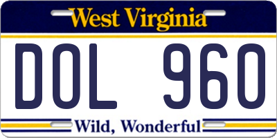 WV license plate DOL960