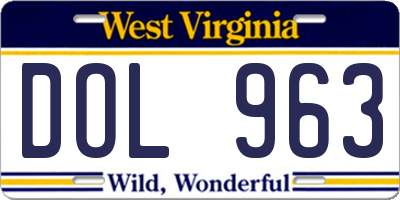 WV license plate DOL963