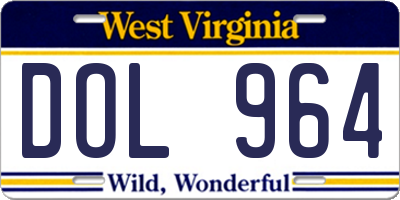 WV license plate DOL964