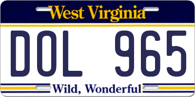 WV license plate DOL965
