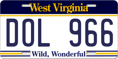 WV license plate DOL966