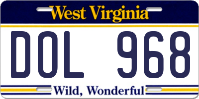 WV license plate DOL968