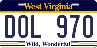 WV license plate DOL970