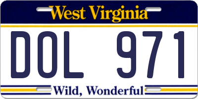WV license plate DOL971