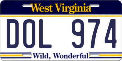 WV license plate DOL974