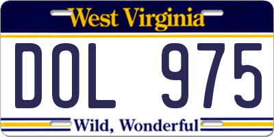 WV license plate DOL975