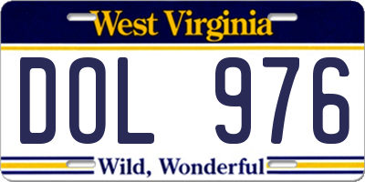 WV license plate DOL976