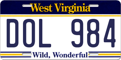 WV license plate DOL984