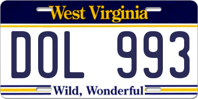WV license plate DOL993