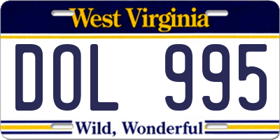WV license plate DOL995